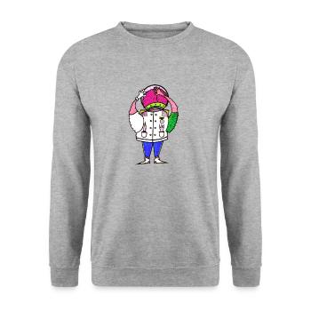 Der Soßen Esser - Unisex Pullover - Weißgrau meliert - Vorne - Alina (178cm) & Michal (187cm)