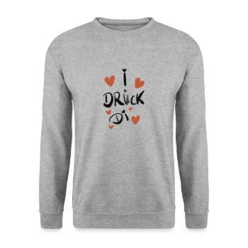 I drück di Bayrisch Volksfest - Unisex Pullover - Weißgrau meliert - Vorne - Alina (178cm) & Michal (187cm)
