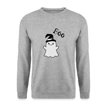 Funny Ghost Boo - Unisex Sweatshirt - salt & pepper - Front - Alina (178cm) & Michal (187cm)