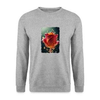 Red rose surrounded by drops of water - Unisex Sweatshirt - salt & pepper - Front - Alina (178cm) & Michal (187cm)