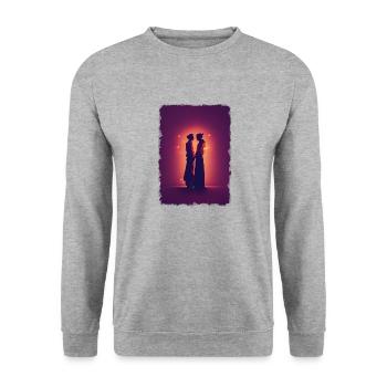 Liebe - Unisex Pullover - Weißgrau meliert - Vorne - Alina (178cm) & Michal (187cm)