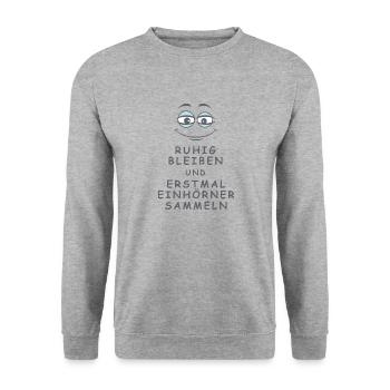 Einhörner sammeln - Unisex Pullover - Weißgrau meliert - Vorne - Alina (178cm) & Michal (187cm)