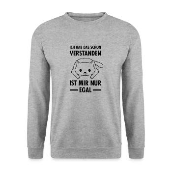 Ich Hab Das Schon Verstanden - Katze Bürospruch - Unisex Pullover - Weißgrau meliert - Vorne - Alina (178cm) & Michal (187cm)