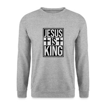 Citation de Jésus est roi - Sweat-shirt Unisexe - gris chiné - Devant - Alina (178cm) & Michal (187cm)