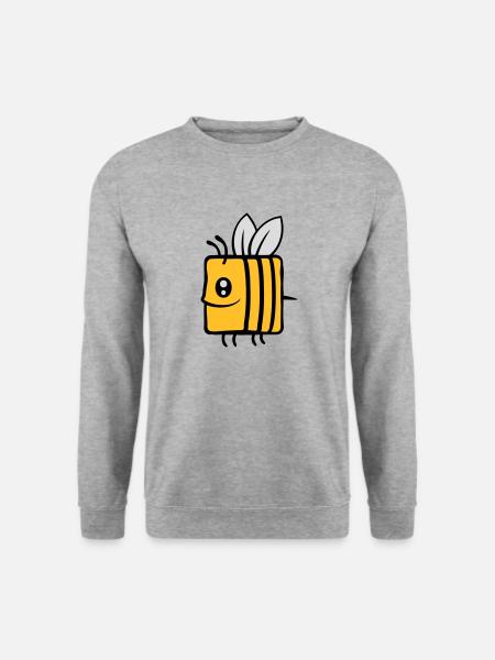 Quadratische kleine süße Biene - Unisex Pullover - Weißgrau meliert