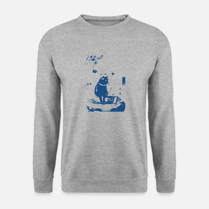 Blue Cat - Unisex Pullover - Weißgrau meliert