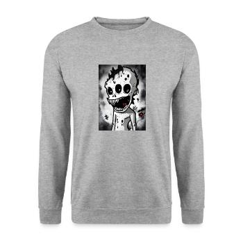A Cute Cartoon Zombie No Coffee #1 - Unisex Pullover - Weißgrau meliert - Vorne - Alina (178cm) & Michal (187cm)