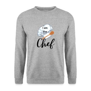 I am the Chef - Unisex Pullover - Weißgrau meliert - Vorne - Alina (178cm) & Michal (187cm)