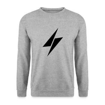 Donner-Logo - Unisex Pullover - Weißgrau meliert - Vorne - Alina (178cm) & Michal (187cm)