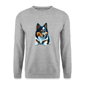 Couché Shetland Sheepdog Corgi Chiot - Sweat-shirt Unisexe - gris chiné - Devant - Alina (178cm) & Michal (187cm)