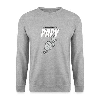 Cadeau papy bricoleur - Sweat-shirt Unisexe - gris chiné - Devant - Alina (178cm) & Michal (187cm)