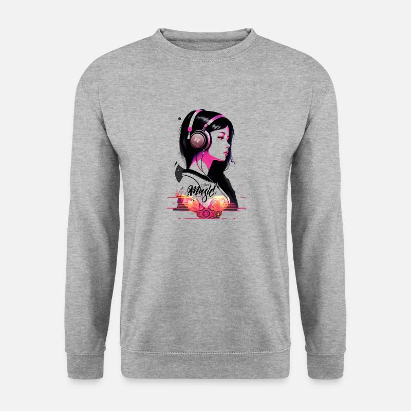 JUST MUSIC T-Shirt. Musik ist Leben - Unisex Pullover - Weißgrau meliert