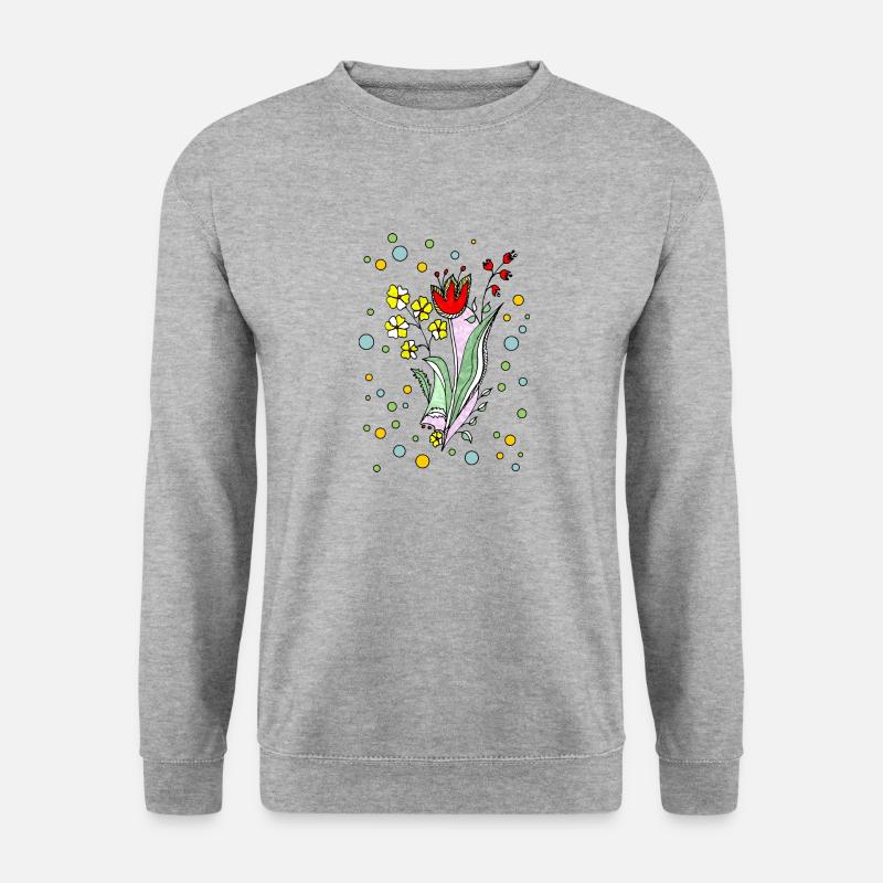 Blumen - Unisex Pullover - Weißgrau meliert