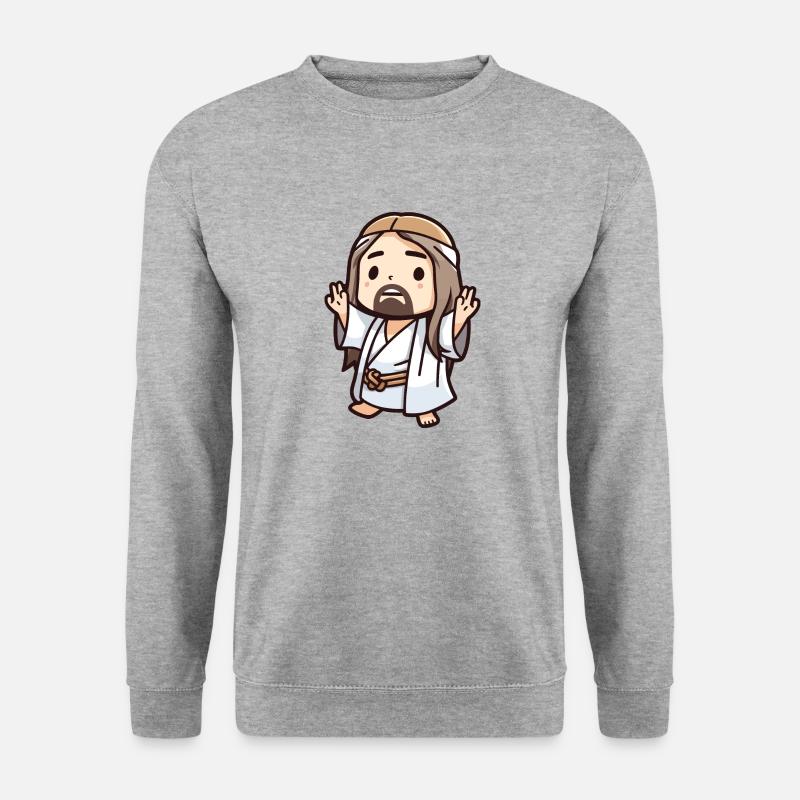 Kawaii Jesus - Unisex Pullover - Weißgrau meliert