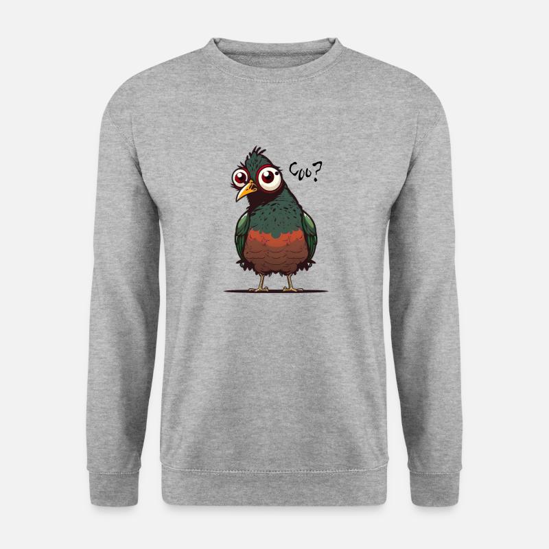 Verrückte Taube - Unisex Pullover - Weißgrau meliert
