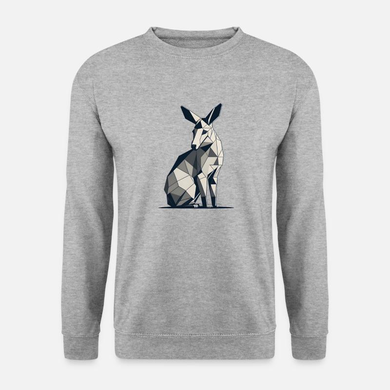 Geometrisches Känguru - Unisex Pullover - Weißgrau meliert