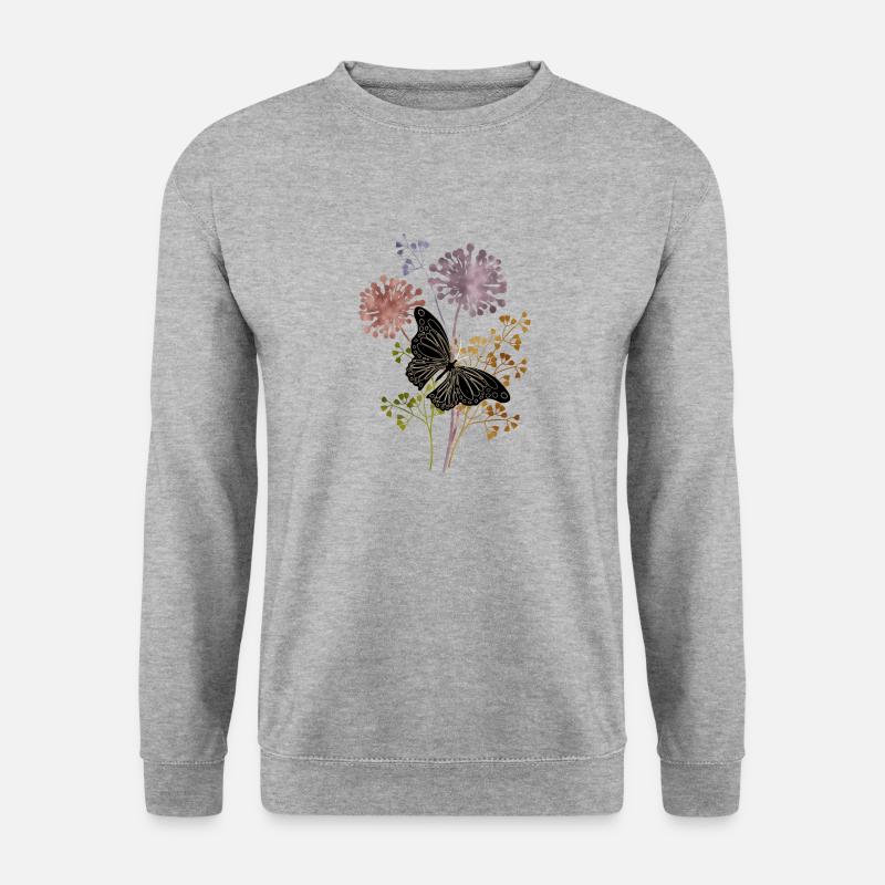 Schmetterling - Unisex Pullover - Weißgrau meliert