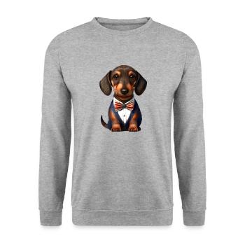 Dachshund Dogs with suit Dog Dachshund puppy - Unisex Sweatshirt - salt & pepper - Front - Alina (178cm) & Michal (187cm)