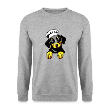 Teckel Chiens Restaurateur Chien Teckel Chiot Cuisine - Sweat-shirt Unisexe - gris chiné - Devant - Alina (178cm) & Michal (187cm)