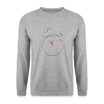 wecker uhr - Unisex Pullover - Weißgrau meliert - Vorne - Alina (178cm) & Michal (187cm)