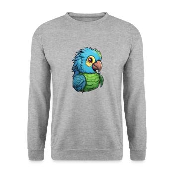 Papagei - Unisex Pullover - Weißgrau meliert - Vorne - Alina (178cm) & Michal (187cm)