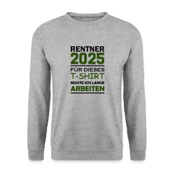 rentner 2025 - Unisex Pullover - Weißgrau meliert - Vorne - Alina (178cm) & Michal (187cm)