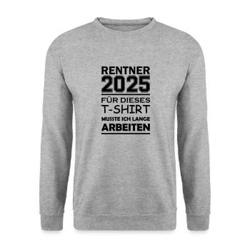 rentner 2025 - Unisex Pullover - Weißgrau meliert - Vorne - Alina (178cm) & Michal (187cm)