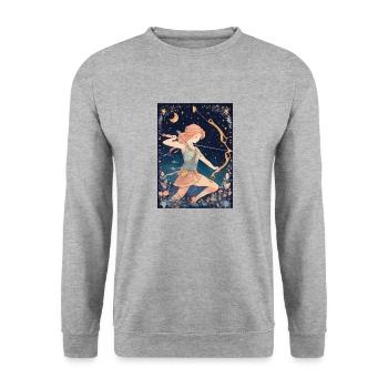 Sternzeichen Schütze - Unisex Pullover - Weißgrau meliert - Vorne - Alina (178cm) & Michal (187cm)
