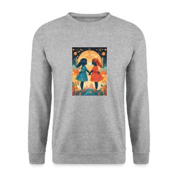 Sternzeichen Zwilling - Unisex Pullover - Weißgrau meliert - Vorne - Alina (178cm) & Michal (187cm)