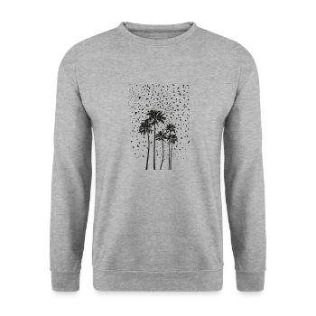 Volée d’oiseaux et un groupe de palmiers - Sweat-shirt Unisexe - gris chiné - Devant - Alina (178cm) & Michal (187cm)