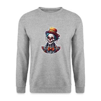 Clown d’horreur / Cirque / Drôle / Spectacle / Halloween - Sweat-shirt Unisexe - gris chiné - Devant - Alina (178cm) & Michal (187cm)