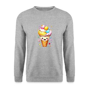 cornet de glace - Sweat-shirt Unisexe - gris chiné - Devant - Alina (178cm) & Michal (187cm)