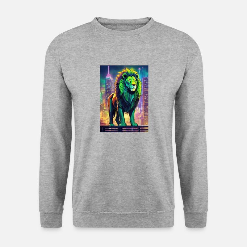 Löwe Digital - Unisex Pullover - Weißgrau meliert