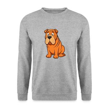 Worried Shar Pei Wrinkle Brow Artwork - Unisex Sweatshirt - salt & pepper - Front - Alina (178cm) & Michal (187cm)