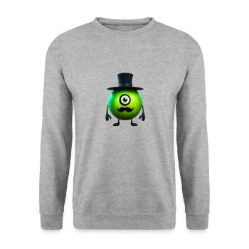 grünes Geschöpf Mr. Green - Unisex Pullover - Weißgrau meliert - Vorne - Alina (178cm) & Michal (187cm)