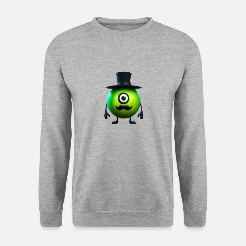 grünes Geschöpf Mr. Green - Unisex Pullover - Weißgrau meliert