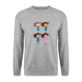 vier mädchen lustig - Unisex Pullover - Weißgrau meliert - Vorne - Alina (178cm) & Michal (187cm)