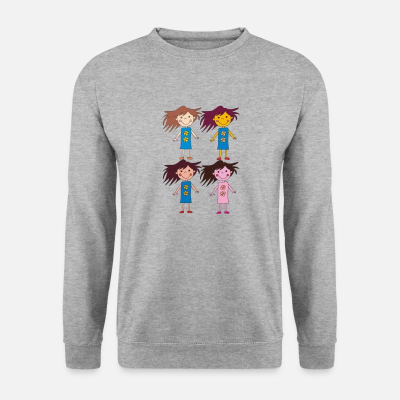 vier mädchen lustig - Unisex Pullover - Weißgrau meliert