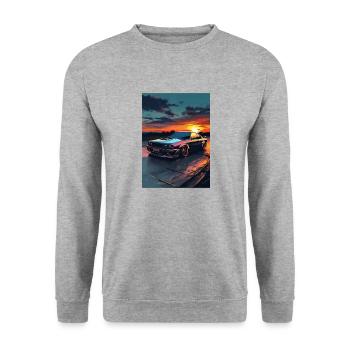 Voiture tuning dessin fond soleil couchant - Sweat-shirt Unisexe - gris chiné - Devant - Alina (178cm) & Michal (187cm)