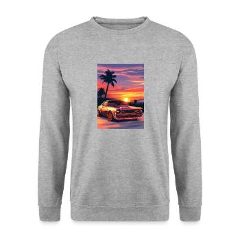 Voiture tuning dessin fond soleil couchant - Sweat-shirt Unisexe - gris chiné - Devant - Alina (178cm) & Michal (187cm)