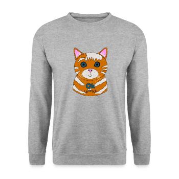Chat étonné Ok Wow - Sweat-shirt Unisexe - gris chiné - Devant - Alina (178cm) & Michal (187cm)