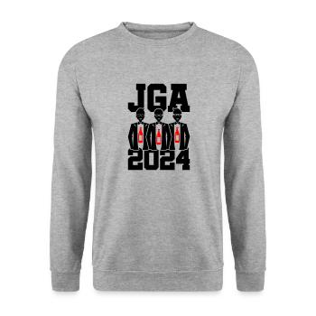 Junggesellenabschied 2024 - Unisex Pullover - Weißgrau meliert - Vorne - Alina (178cm) & Michal (187cm)