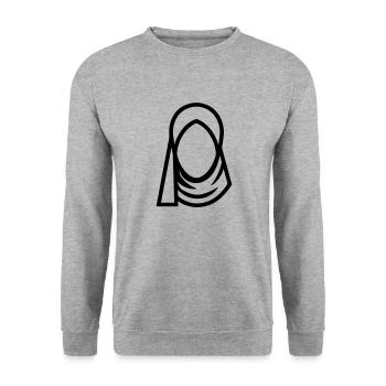 Hijab Kopftuch Muslimische Frau - Unisex Pullover - Weißgrau meliert - Vorne - Alina (178cm) & Michal (187cm)
