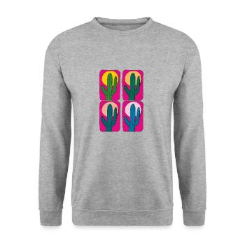 Cactus Mexique 4 plis - Sweat-shirt Unisexe - gris chiné - Devant - Alina (178cm) & Michal (187cm)
