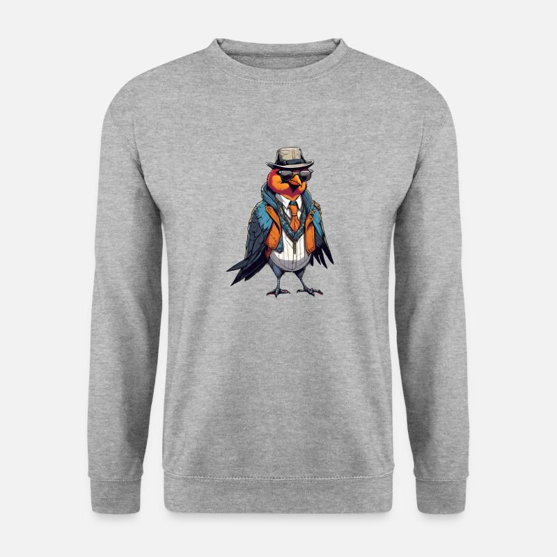 Cooler Vogel - Unisex Pullover - Weißgrau meliert