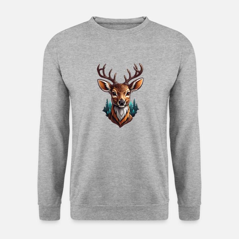 Hirsch - Unisex Pullover - Weißgrau meliert