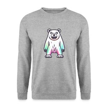 Eisbär Halloween Comic Zombie - Unisex Pullover - Weißgrau meliert - Vorne - Alina (178cm) & Michal (187cm)