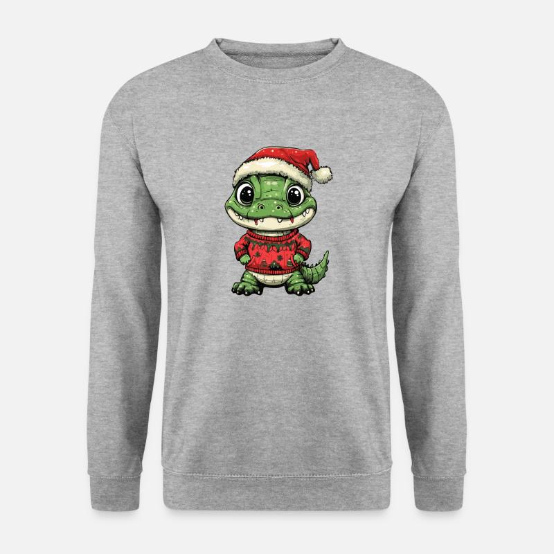Alligator Weihnachten - Unisex Pullover - Weißgrau meliert