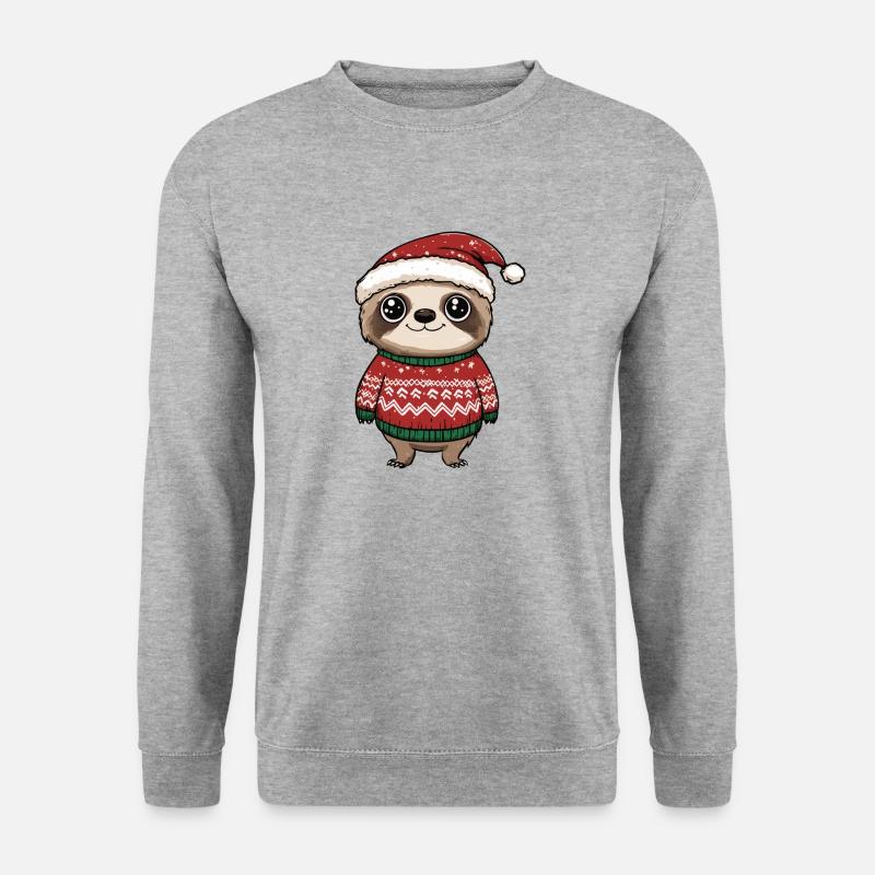 Faultier Weihnachten - Unisex Pullover - Weißgrau meliert