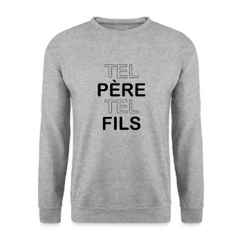 Wie Vater so Sohn Bodybuilding-Accessoire - Unisex Pullover - Weißgrau meliert - Vorne - Alina (178cm) & Michal (187cm)
